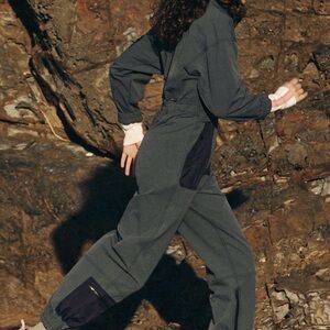 Free People Charcoal and Black Jumpsuit